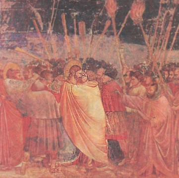 Поцелуй Иуды. Фреска Джотто. ок 1305 г. Падуя, капелла дель Арена
